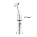 Full view of the Tealth low speed push button contra angle handpiece showing its metallic body and sleek design.
